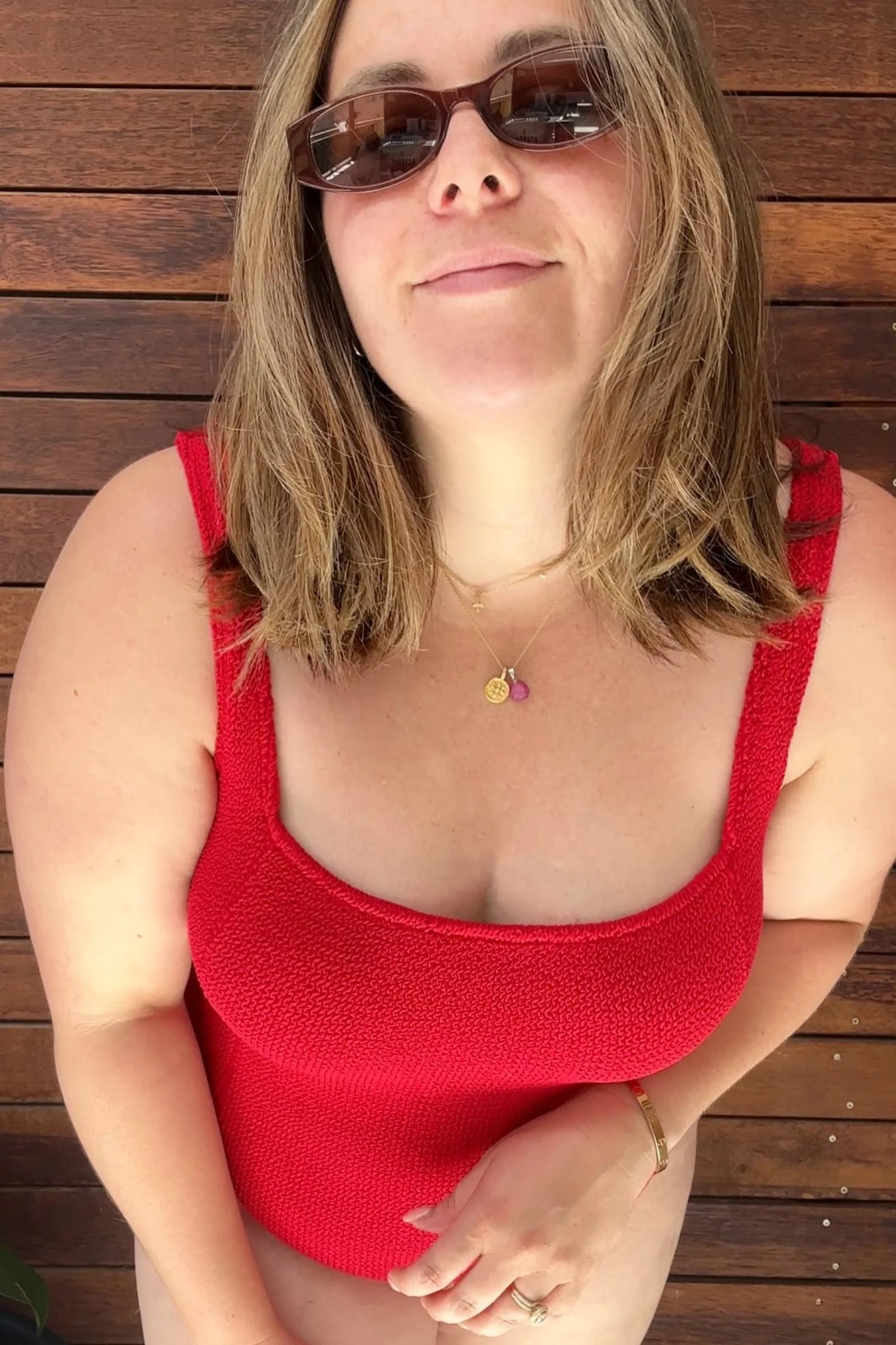 Crinkle Cut Square Neck One Piece RED - Image 19