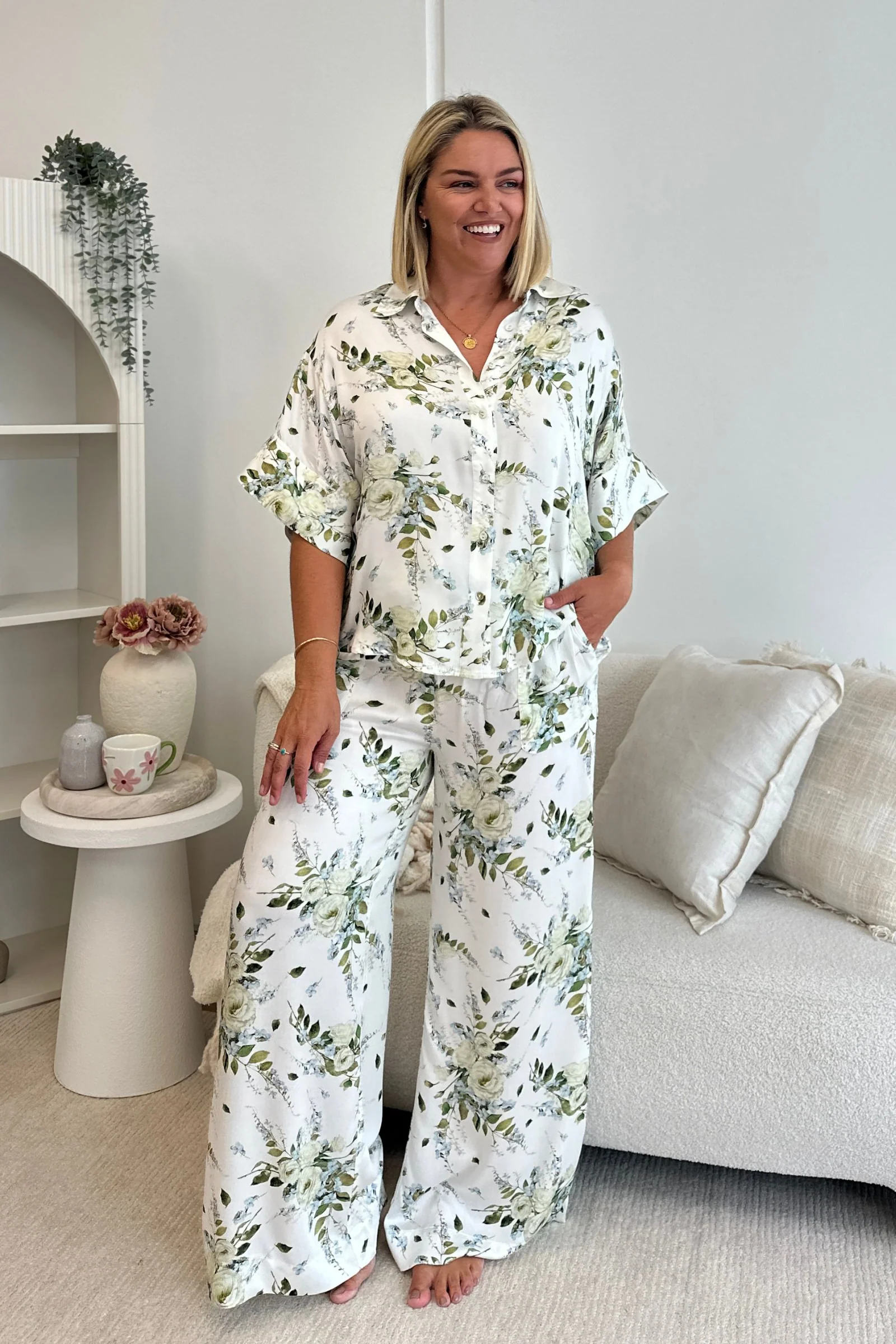 Full Length Pyjama Set LONDON BOTANICAL BLUE - Image 9
