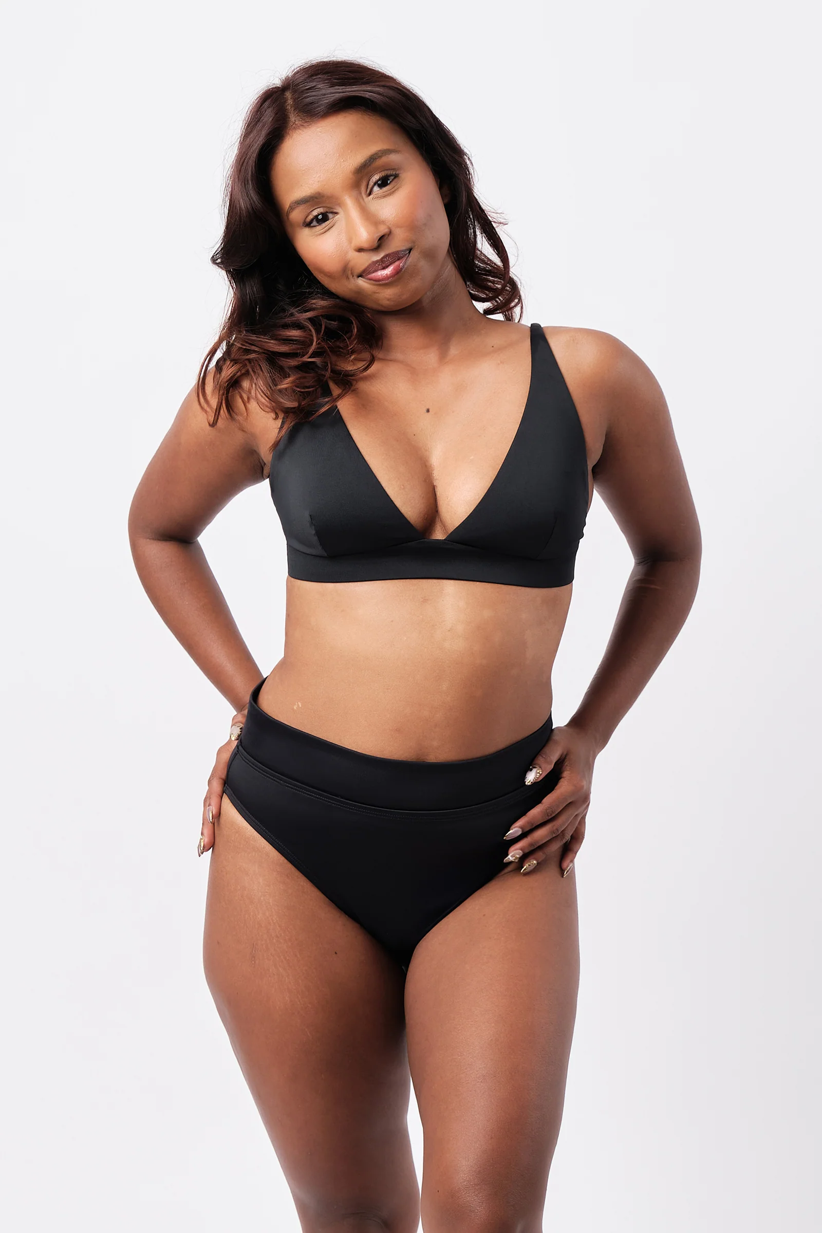 High-Cut High-Waisted Bikini Bottom BLACK - Image 13