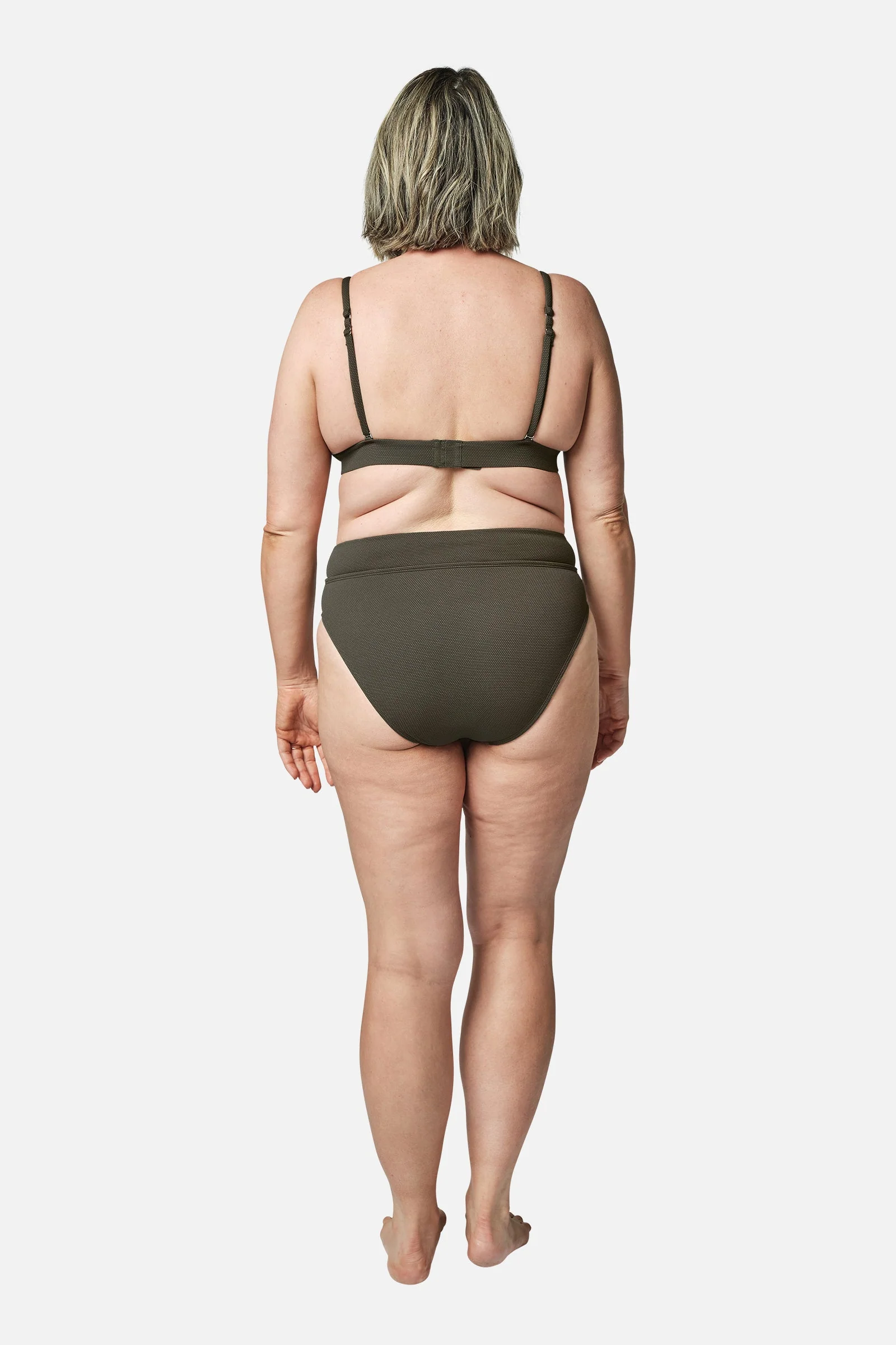 High-Cut High-Waisted Bikini Bottom KHAKI TEXTURE - Image 7