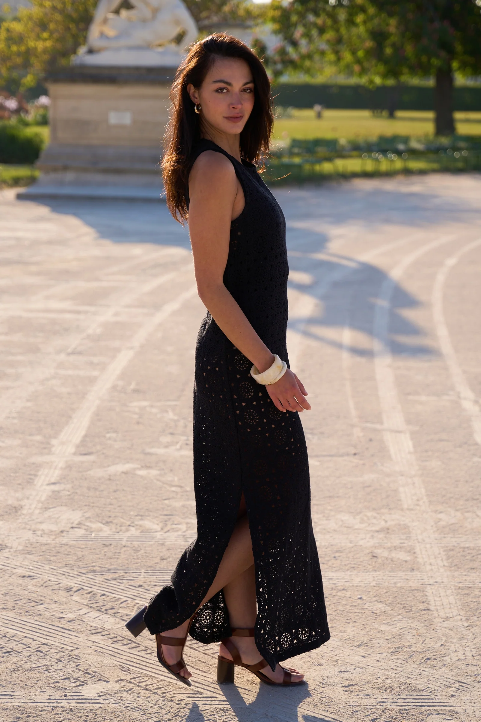 Crochet Midi Dress BLACK - Image 5
