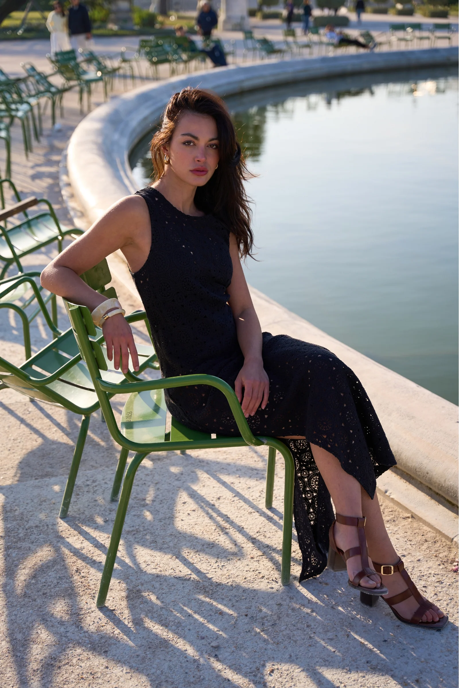 Crochet Midi Dress BLACK - Image 7