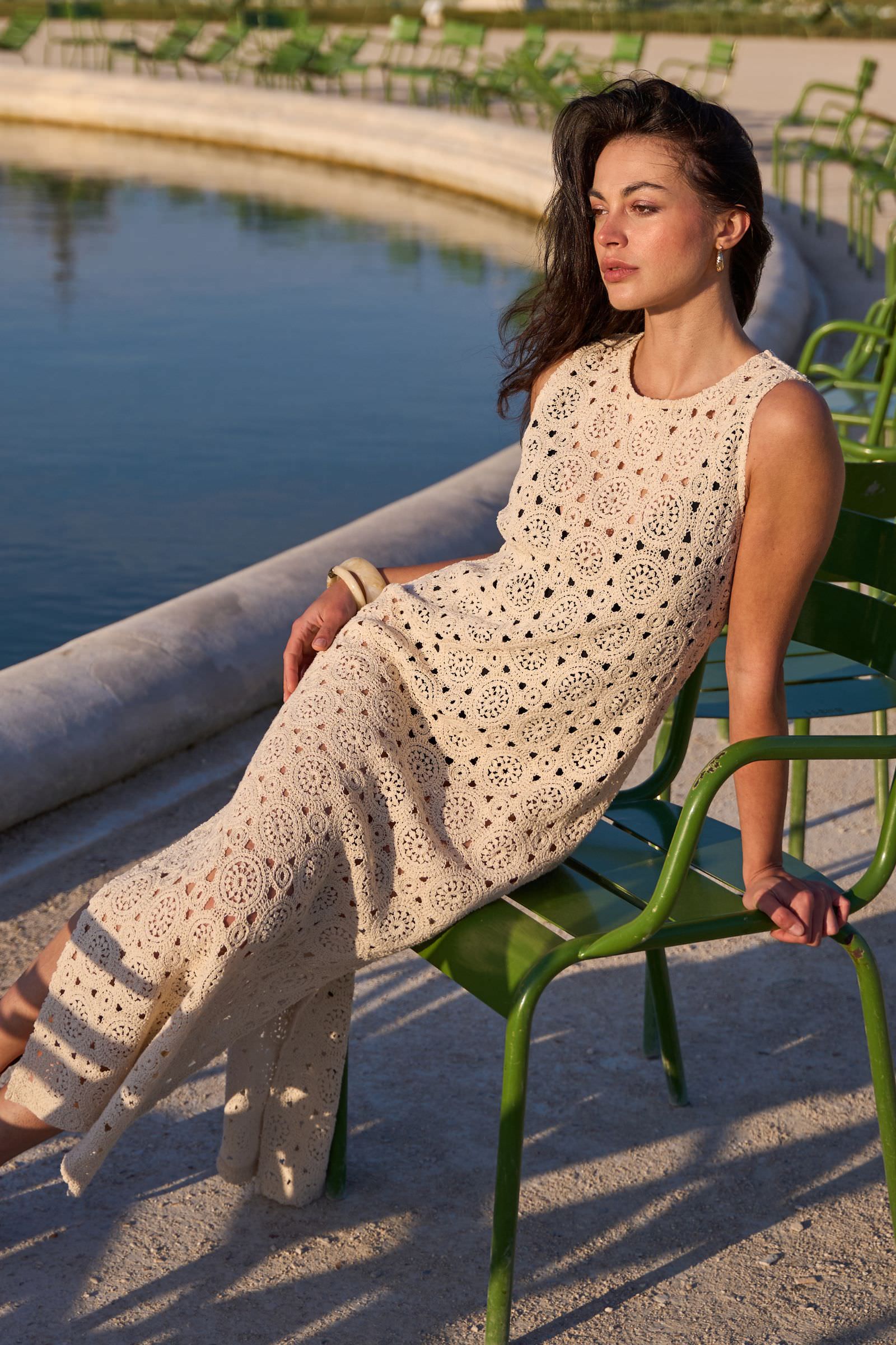 Crochet Midi Dress OATMEAL - Image 5