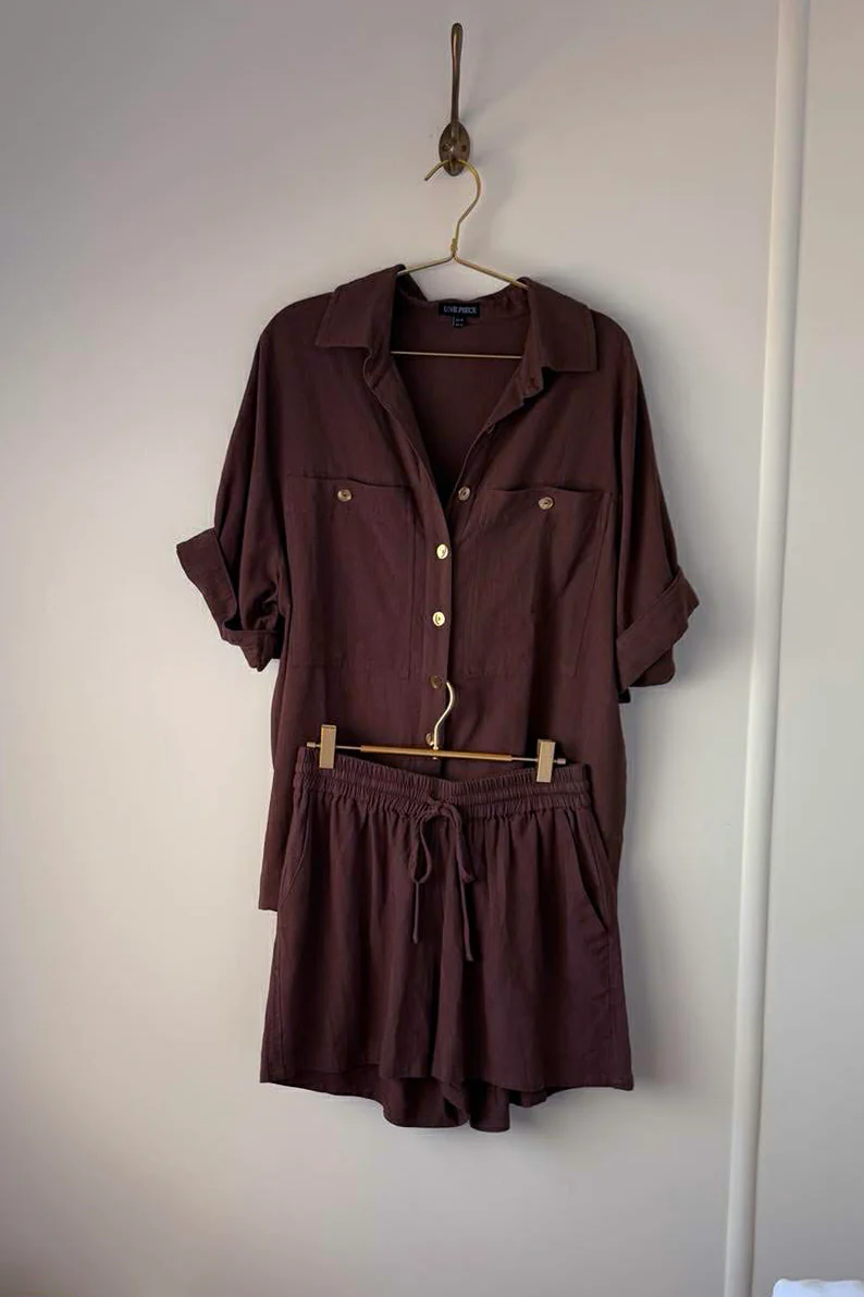 Linen Shorts CHOCOLATE - Image 3