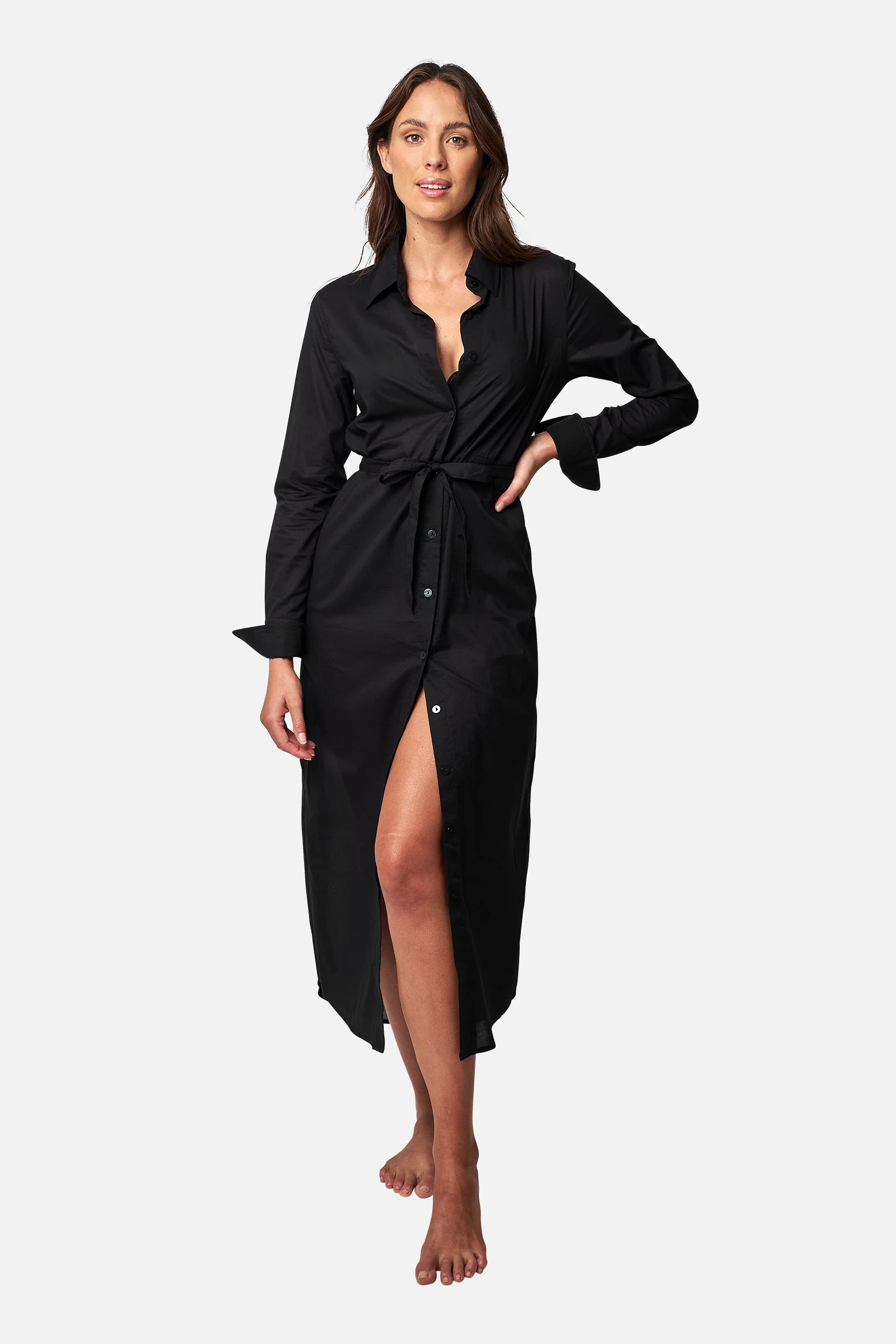 Long Beach Shirt Dress BLACK - Image 4