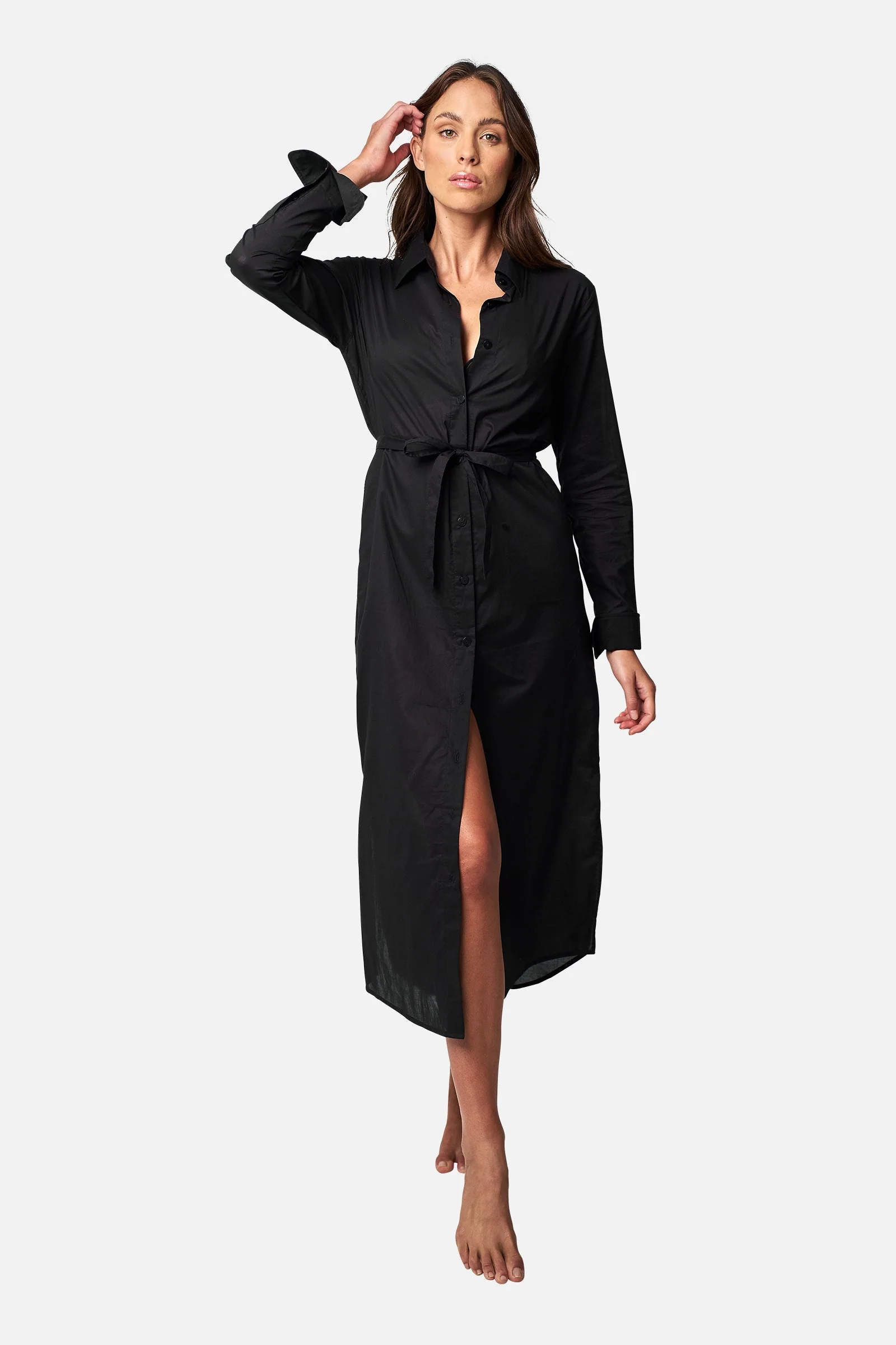 Long Beach Shirt Dress BLACK - Image 5