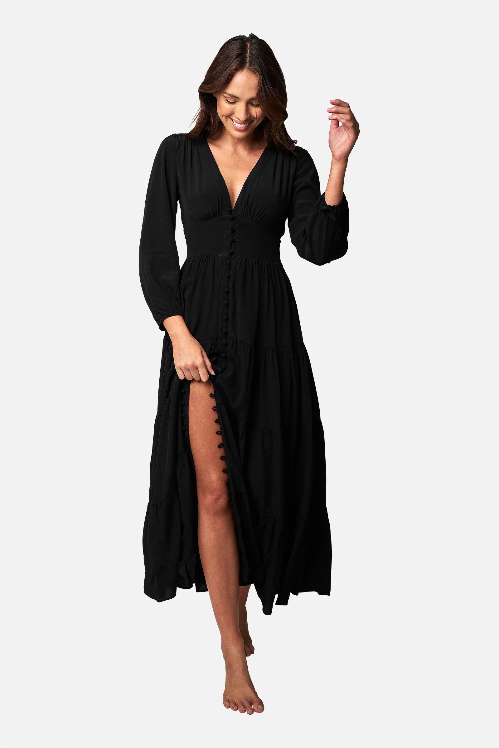 Long Sleeve Maxi Dress BLACK - Image 3