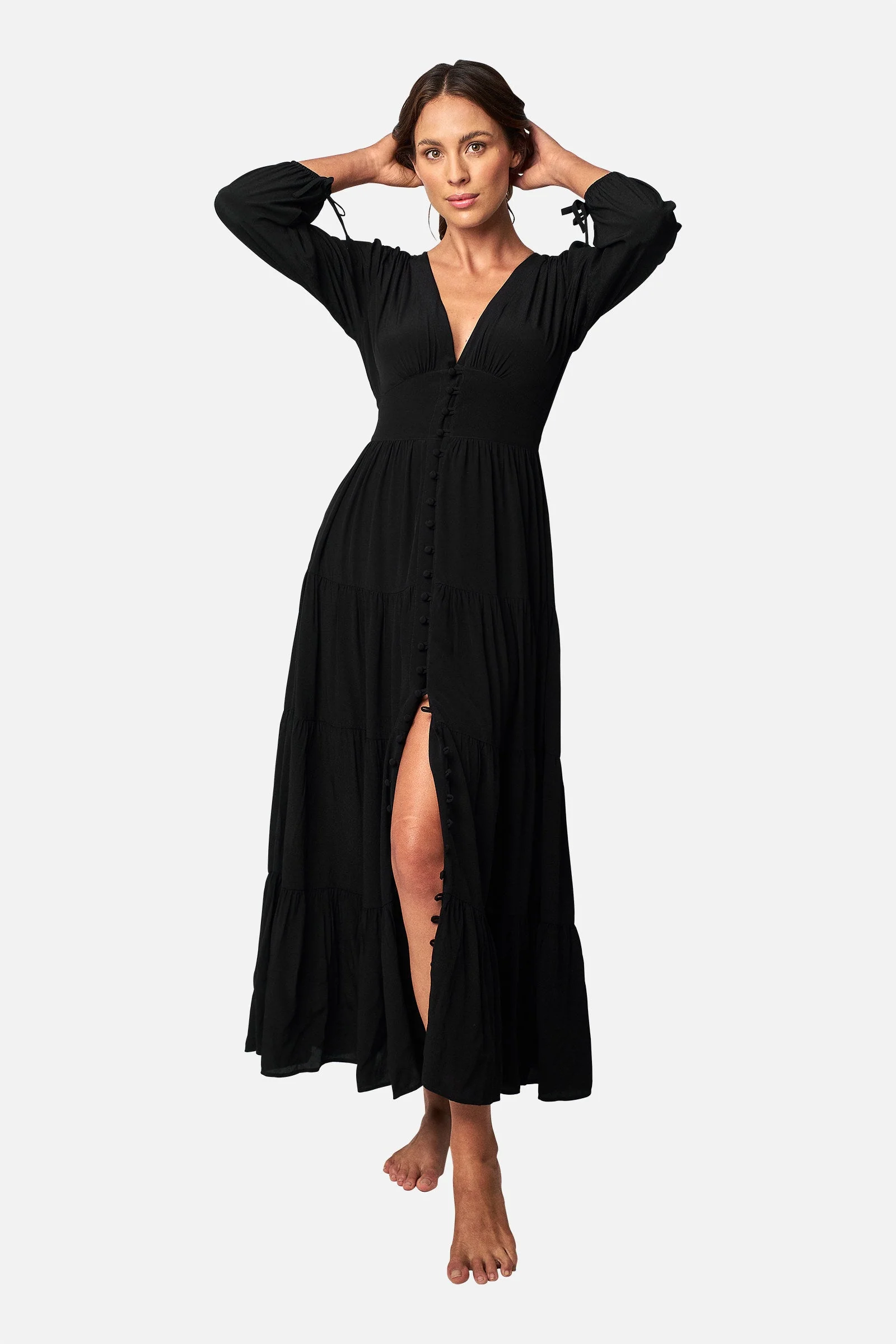 Long Sleeve Maxi Dress BLACK - Image 4