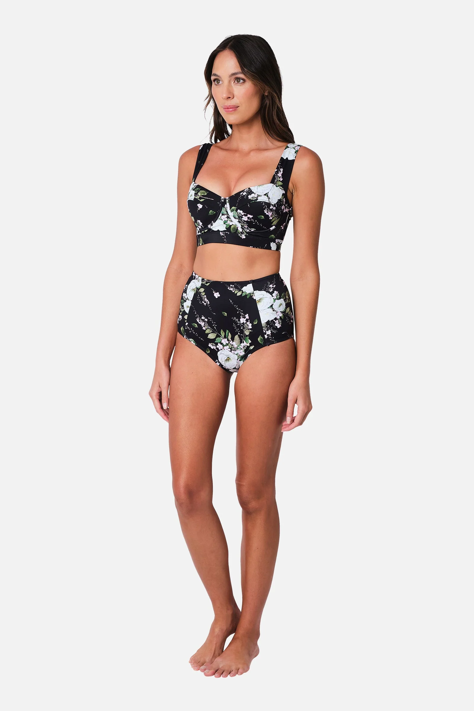 Never Say Never High-Waisted Bikini Bottom LONDON BOTANICAL BLACK - Image 3