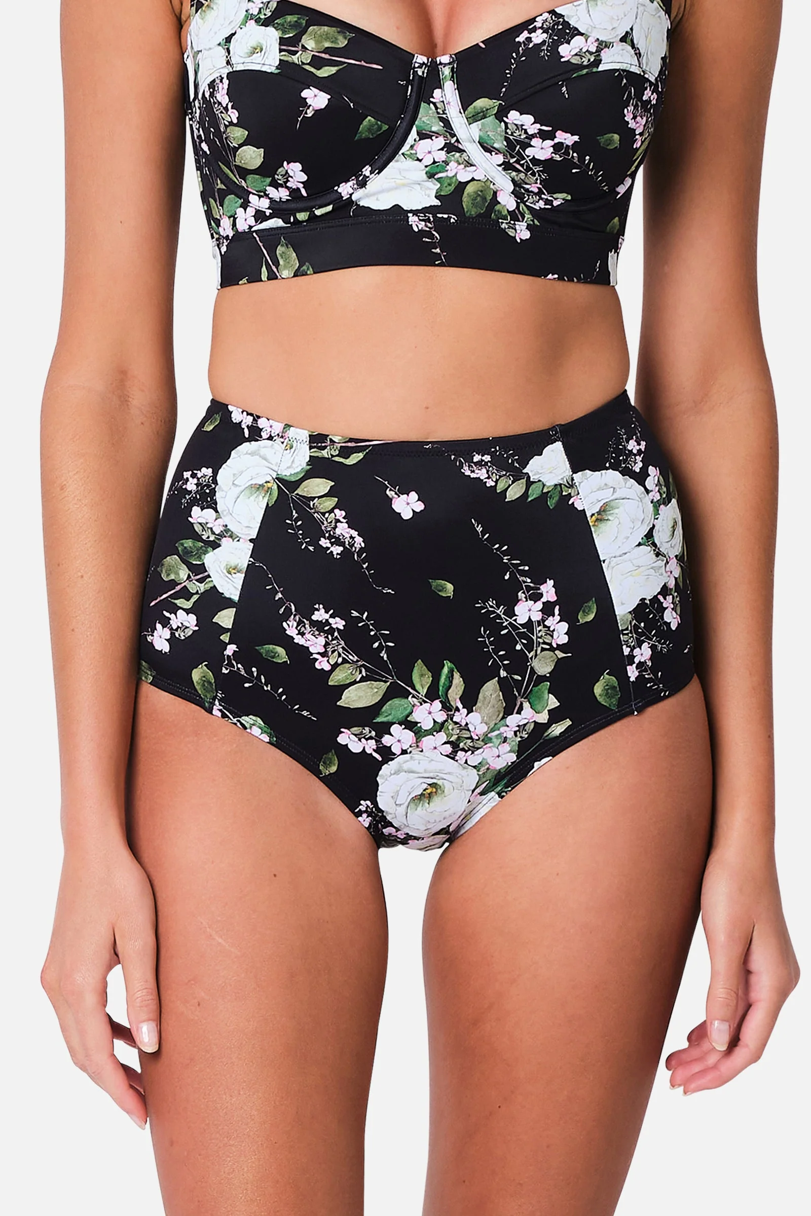Never Say Never High-Waisted Bikini Bottom LONDON BOTANICAL BLACK - Image 5