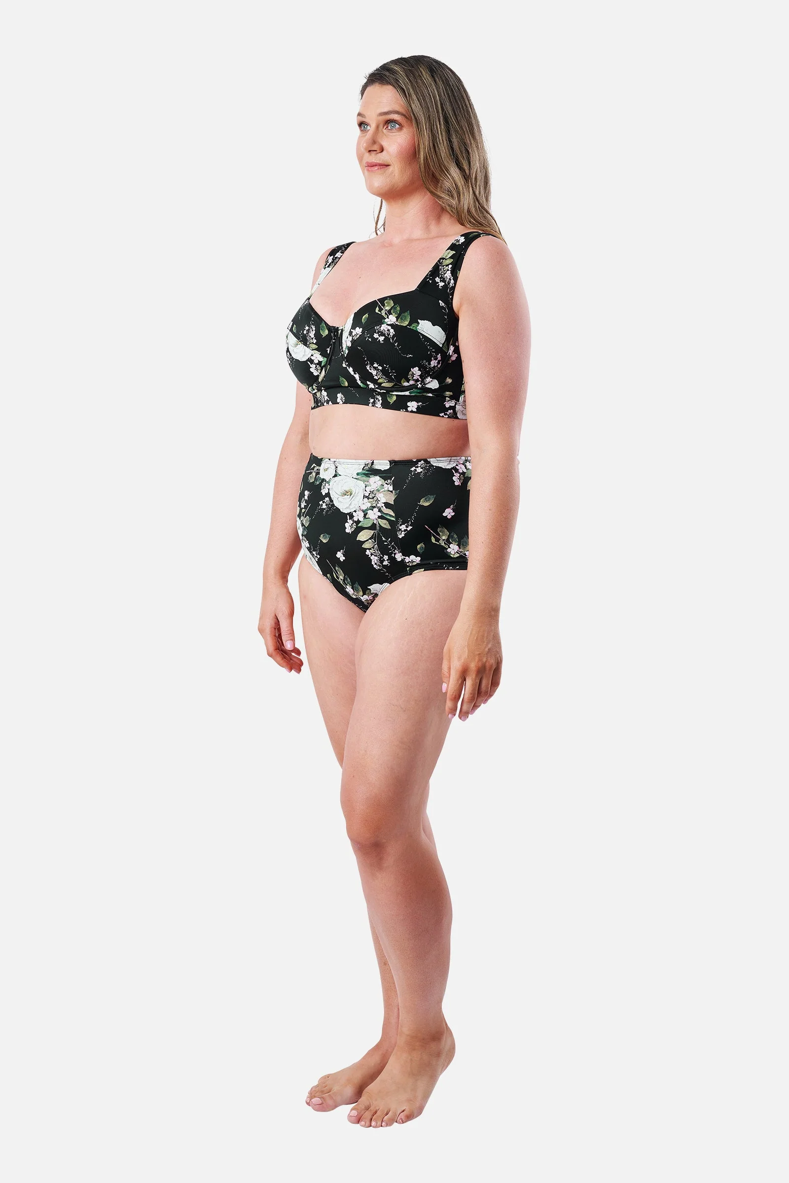 Never Say Never High-Waisted Bikini Bottom LONDON BOTANICAL BLACK - Image 7