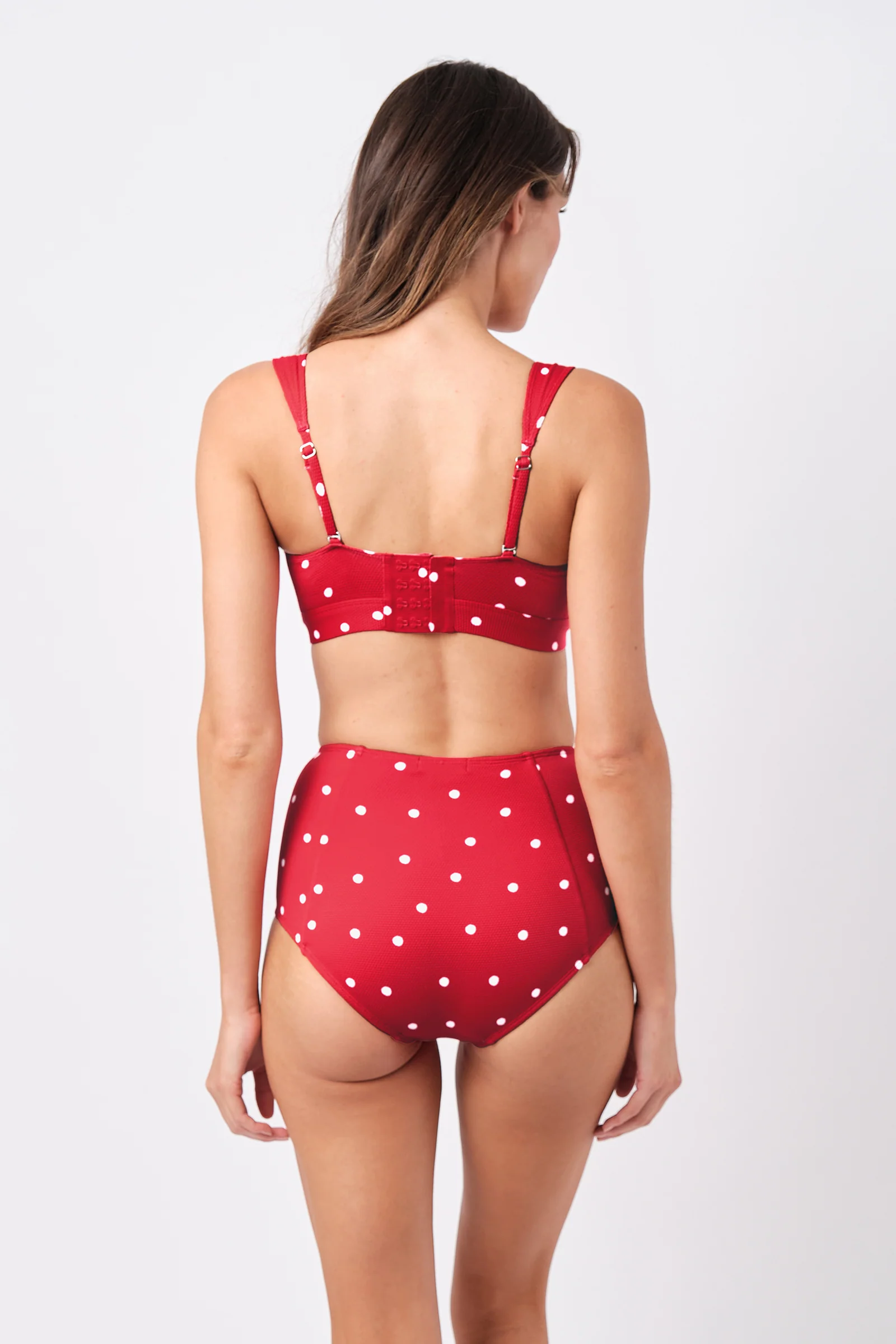 Never Say Never High-Waisted Bikini Bottom POLKA ROUGE TEXTURE - Image 4