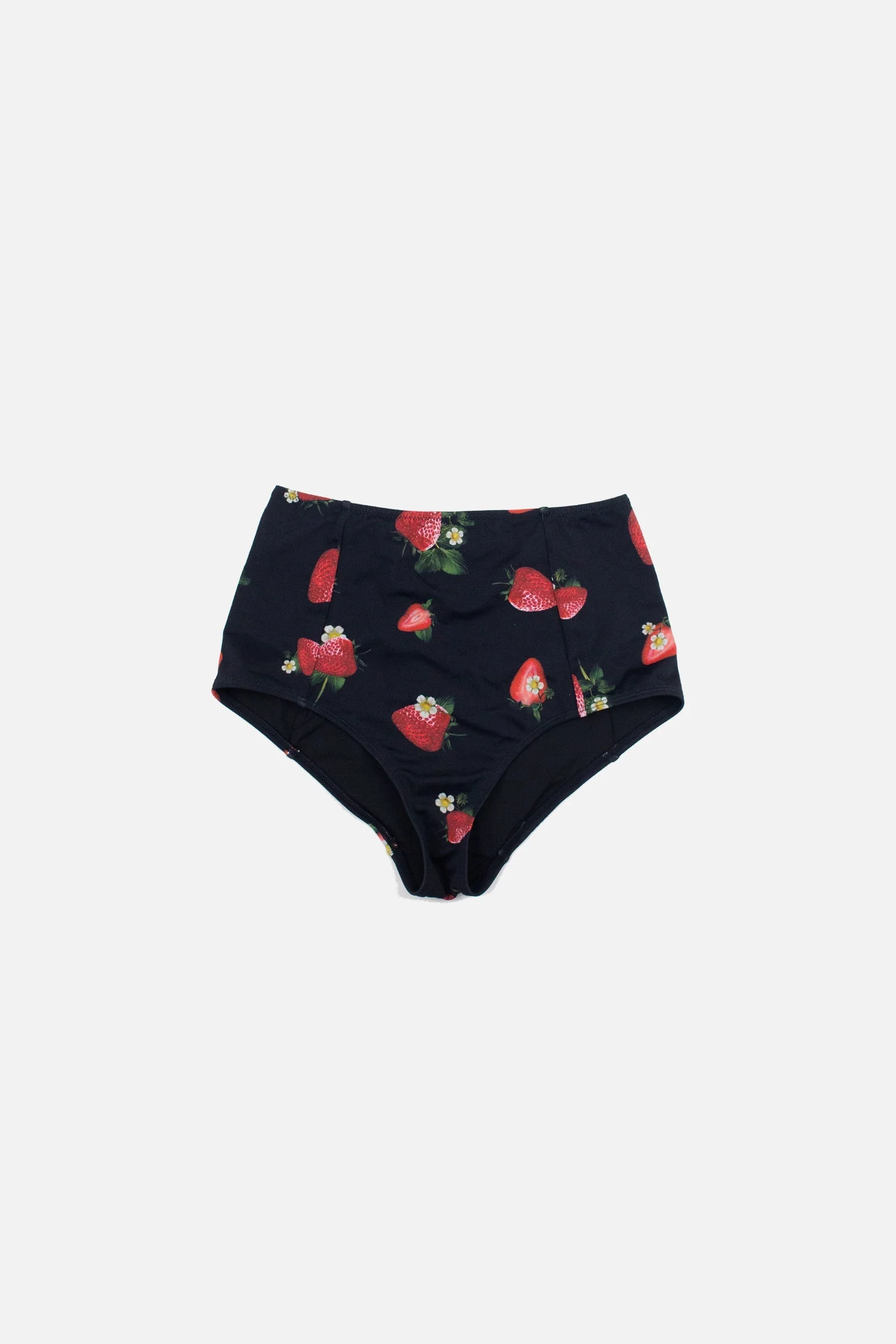 Never Say Never High-Waisted Bikini Bottom STRAWBERRY BLOOMS