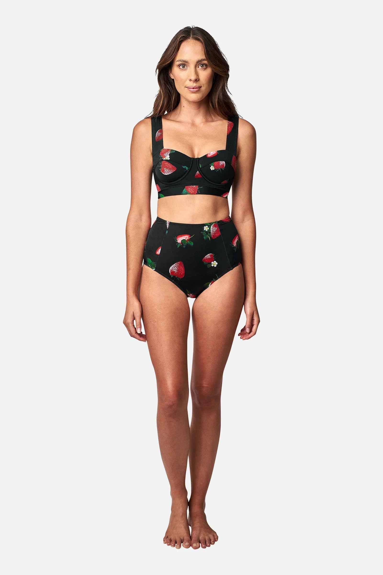 Never Say Never High-Waisted Bikini Bottom STRAWBERRY BLOOMS - Image 5