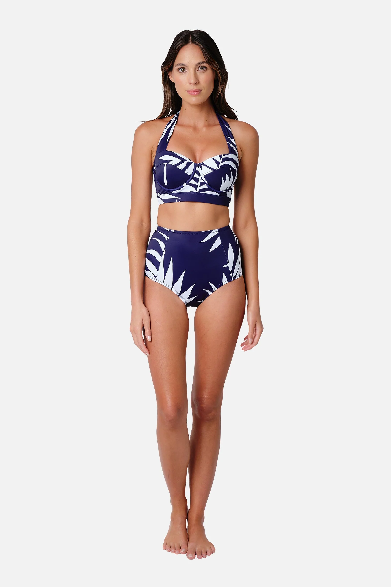Original Bustier Balconette Bikini Bralette PALM SILHOUETTE NAVY - Image 5
