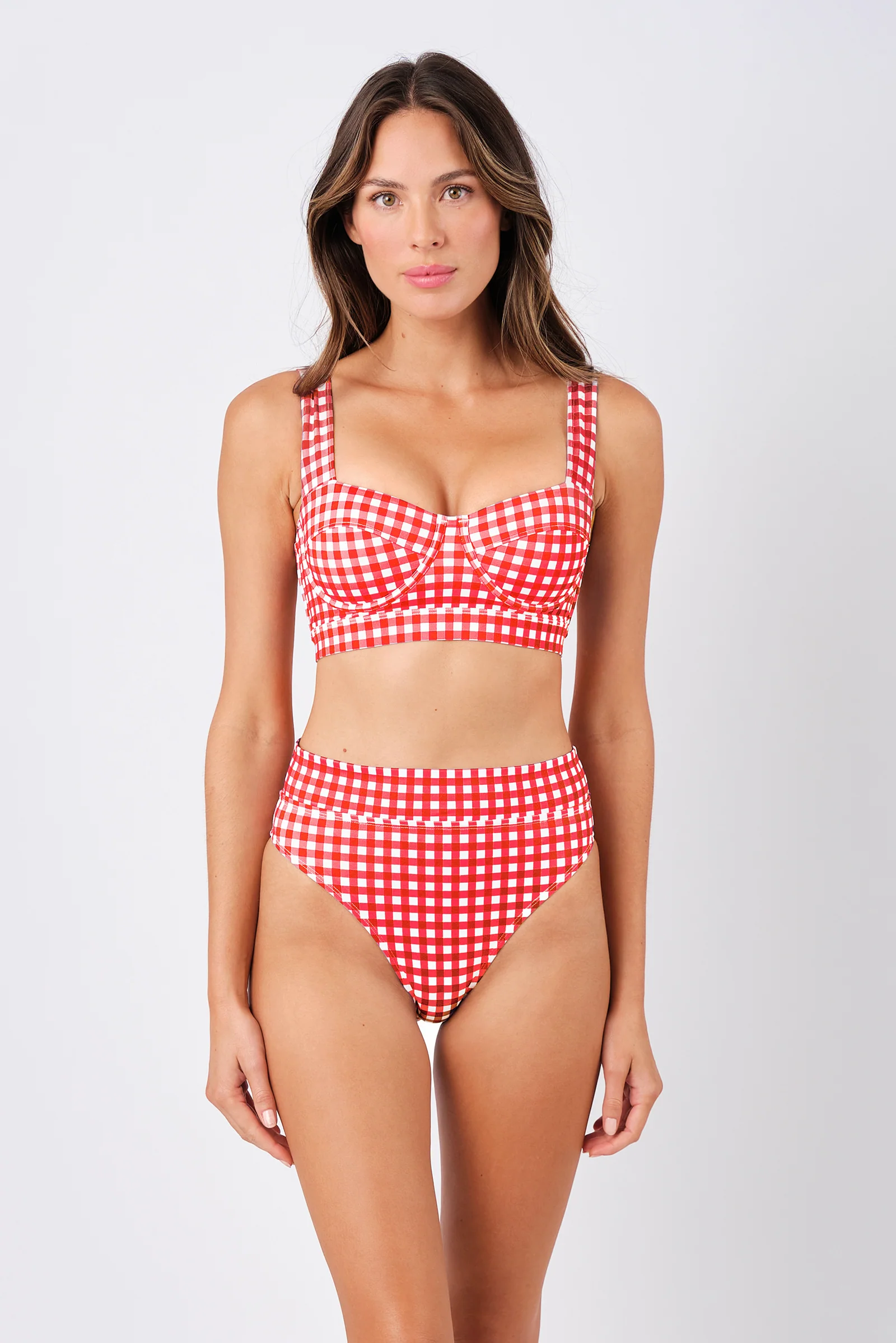 Original Bustier Balconette Bikini Bralette RED GINGHAM - Image 5