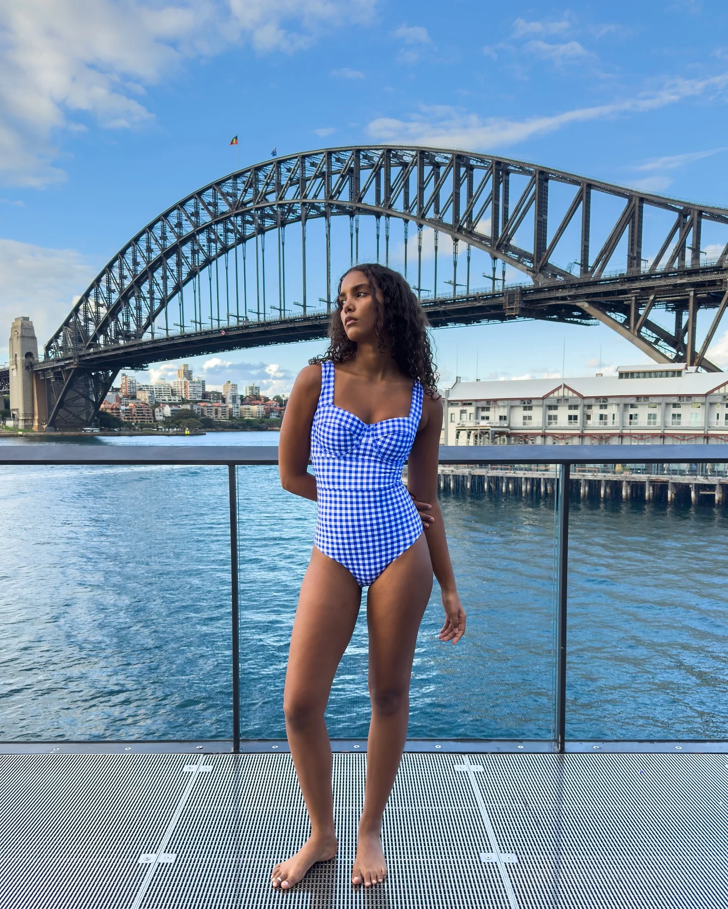 Original Bustier Balconette One Piece COBALT BLUE GINGHAM - Image 8
