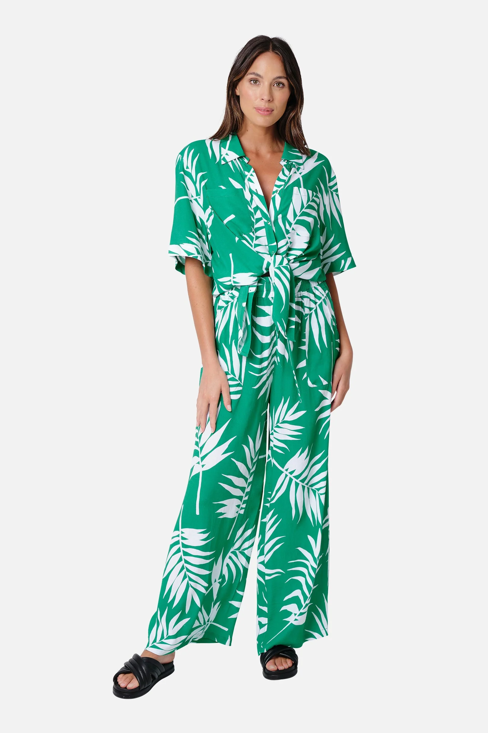 Palazzo Pants PALM SILHOUETTE GREEN - Image 4