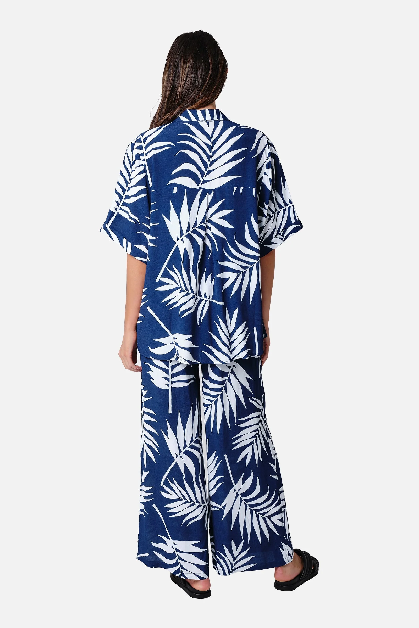 Palazzo Pants PALM SILHOUETTE NAVY - Image 8