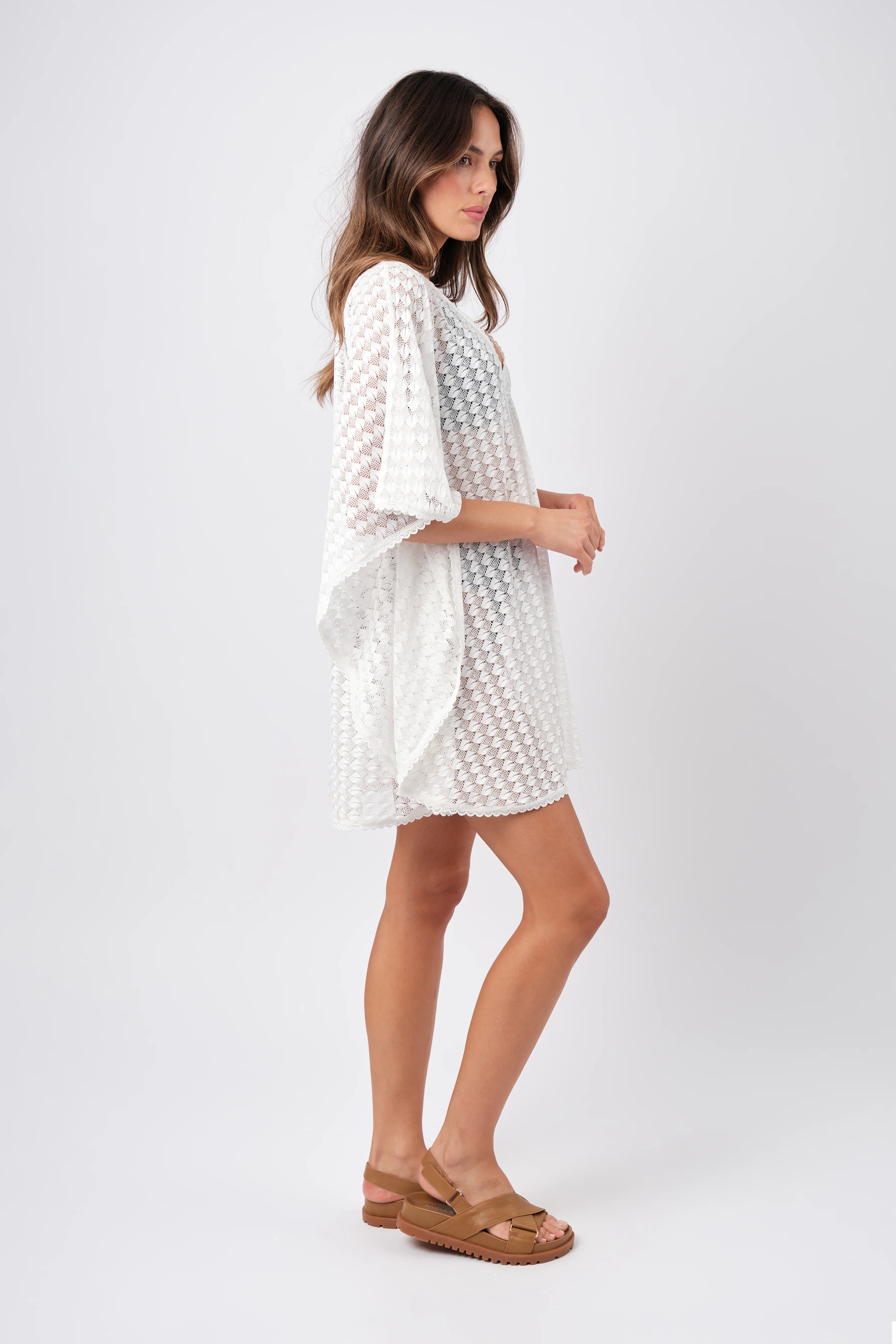 Scalloped Lace Kaftan WHITE - Image 5