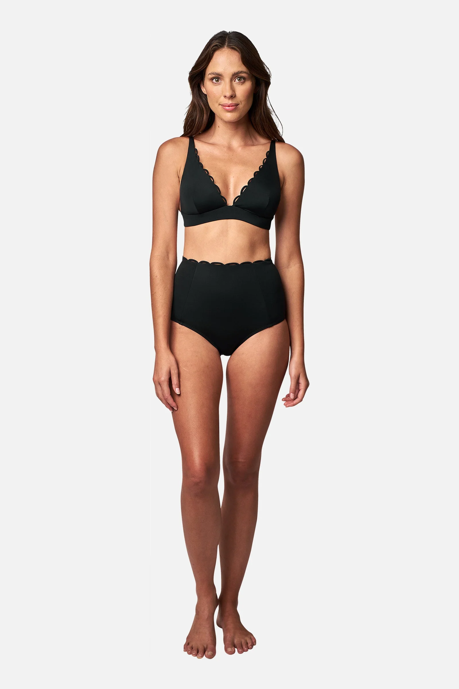 Scalloped Never Say Never Bikini Bralette BLACK - Image 5