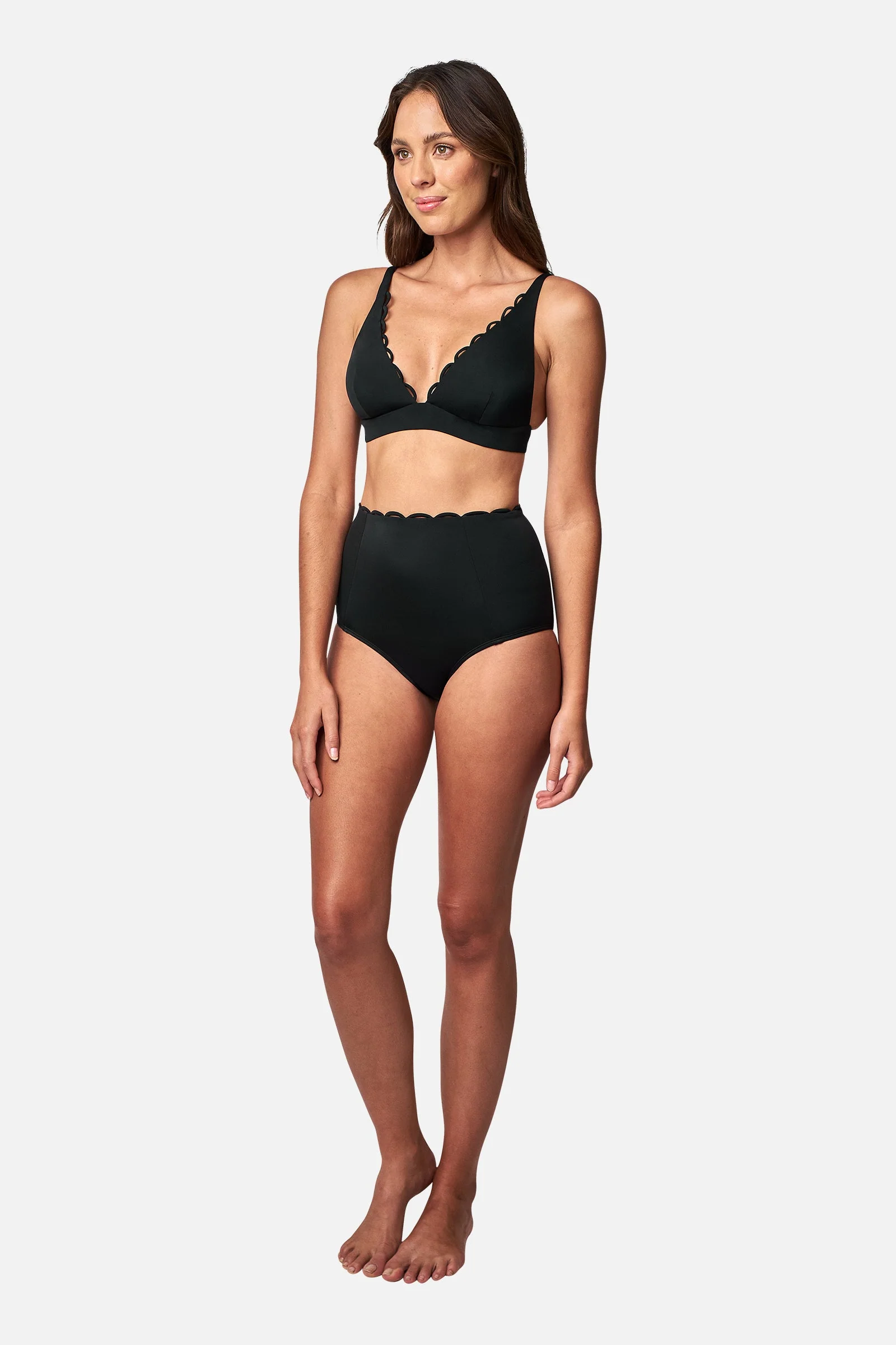 Scalloped Never Say Never Bikini Bralette BLACK - Image 6