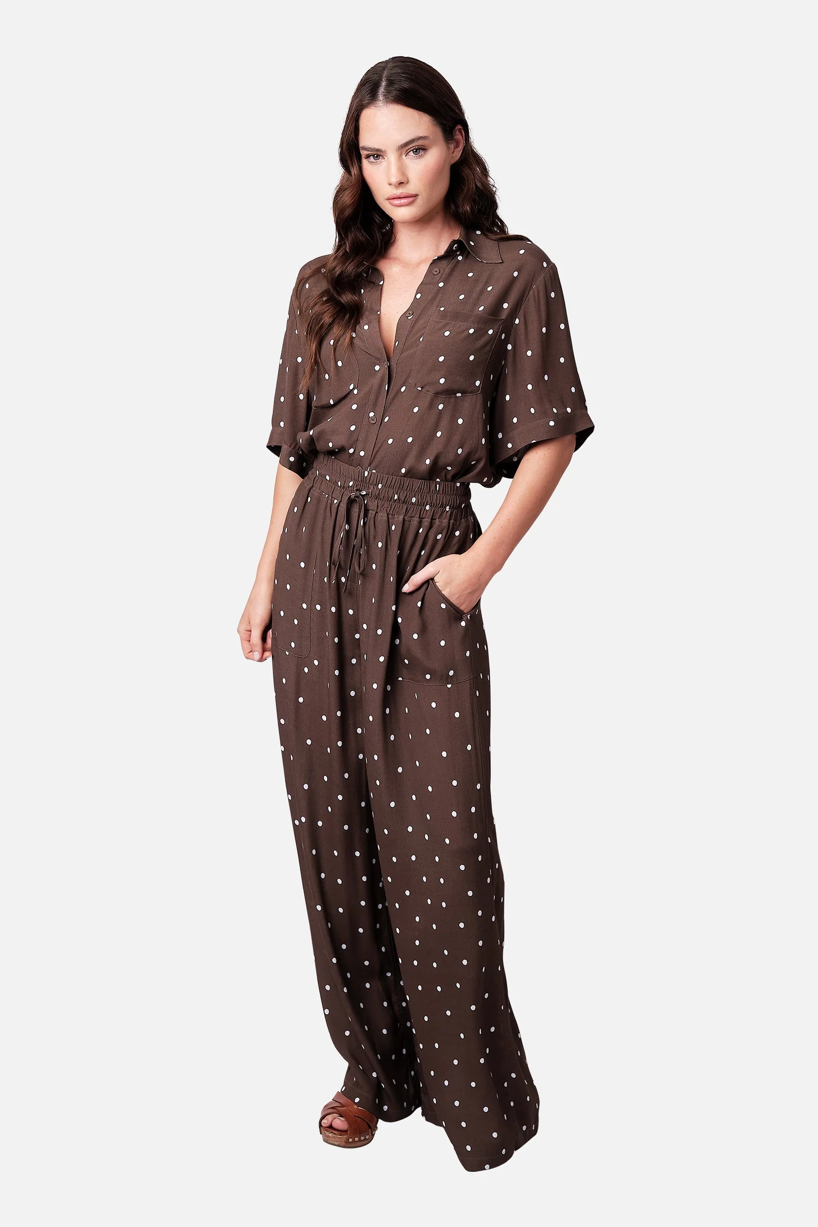 Short Sleeve Button-Up Shirt CHOCOLATE POLKA - Image 6