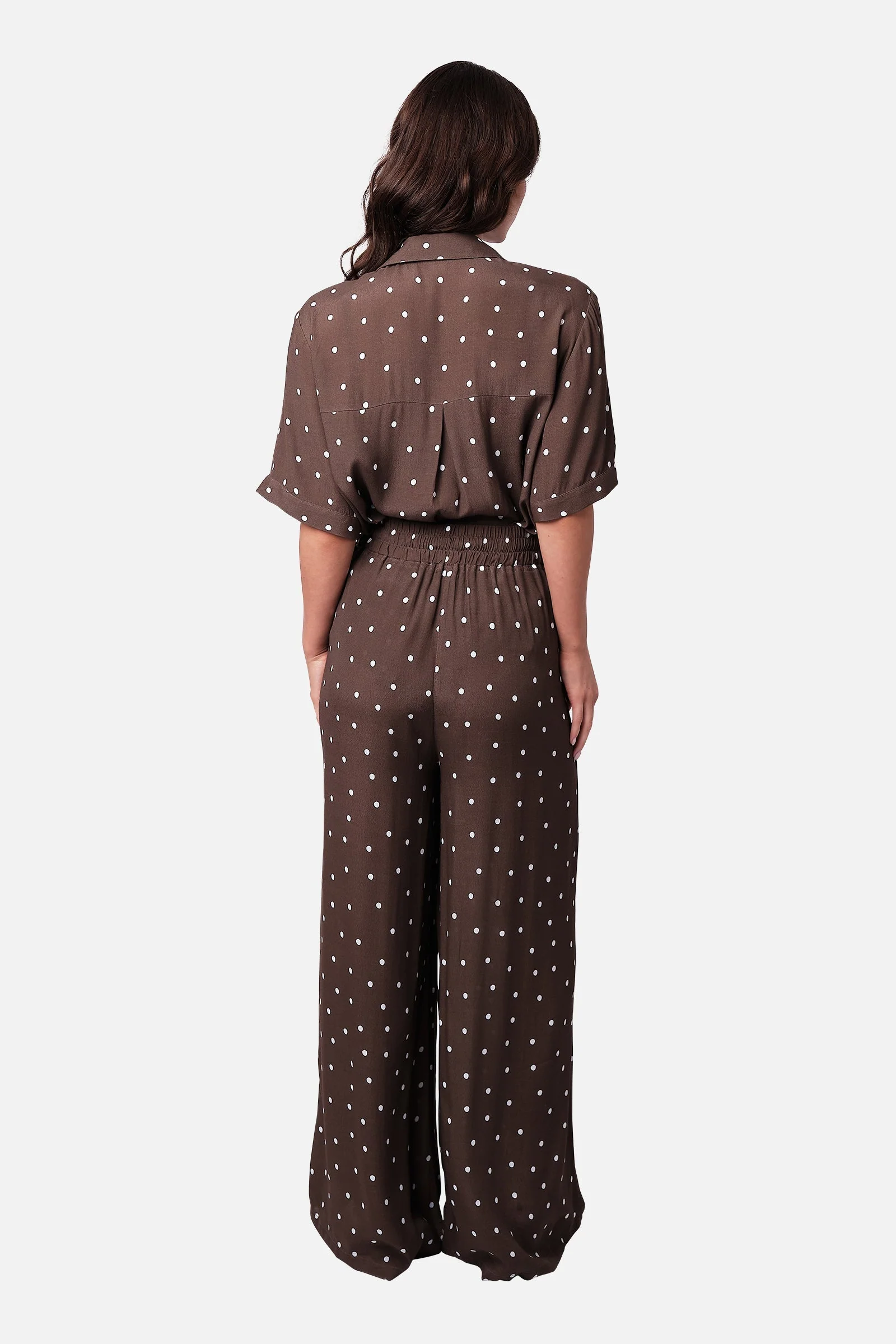 Short Sleeve Button-Up Shirt CHOCOLATE POLKA - Image 9