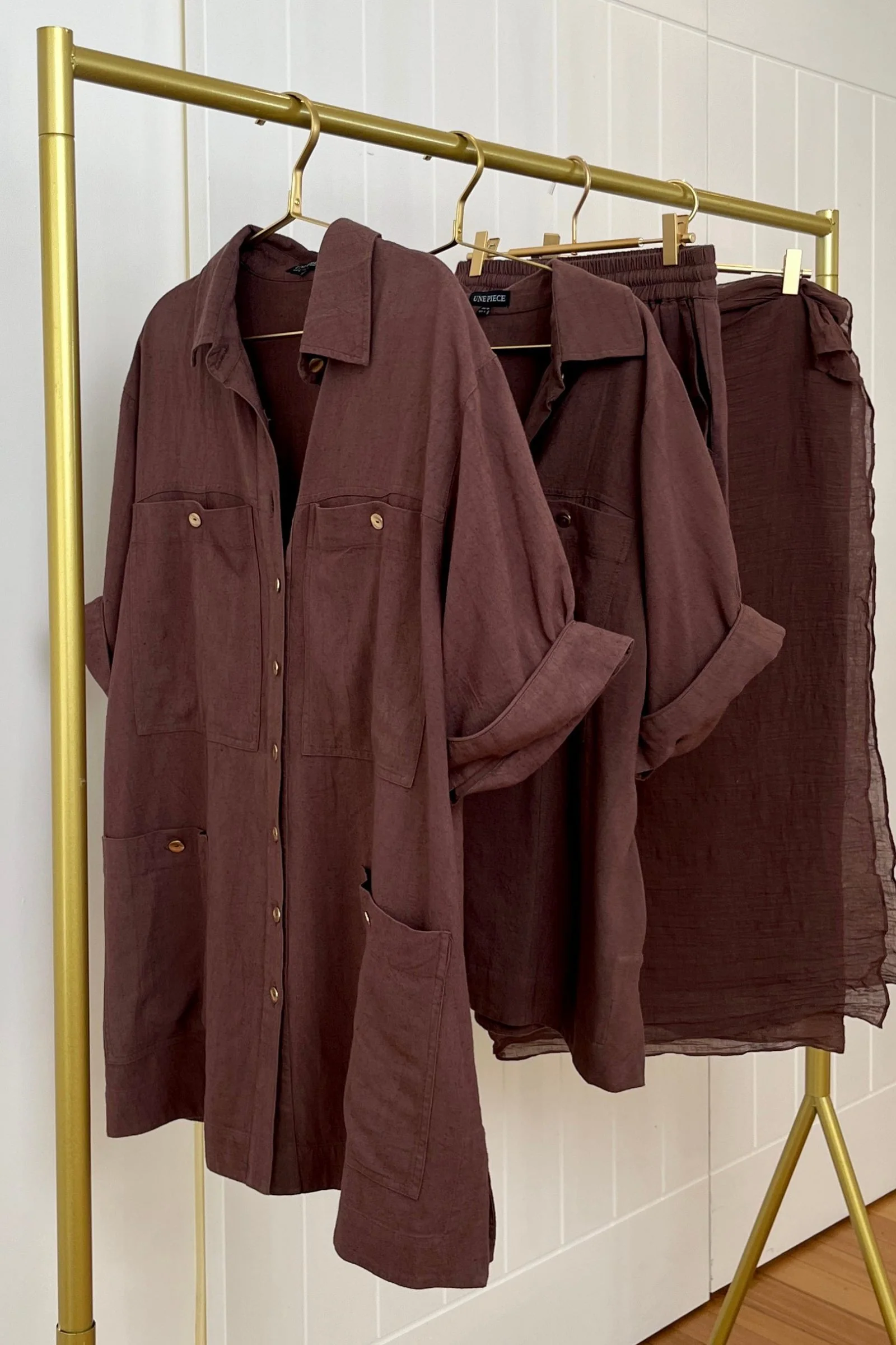 Short Sleeve Linen Shirt CHOCOLATE - Image 4