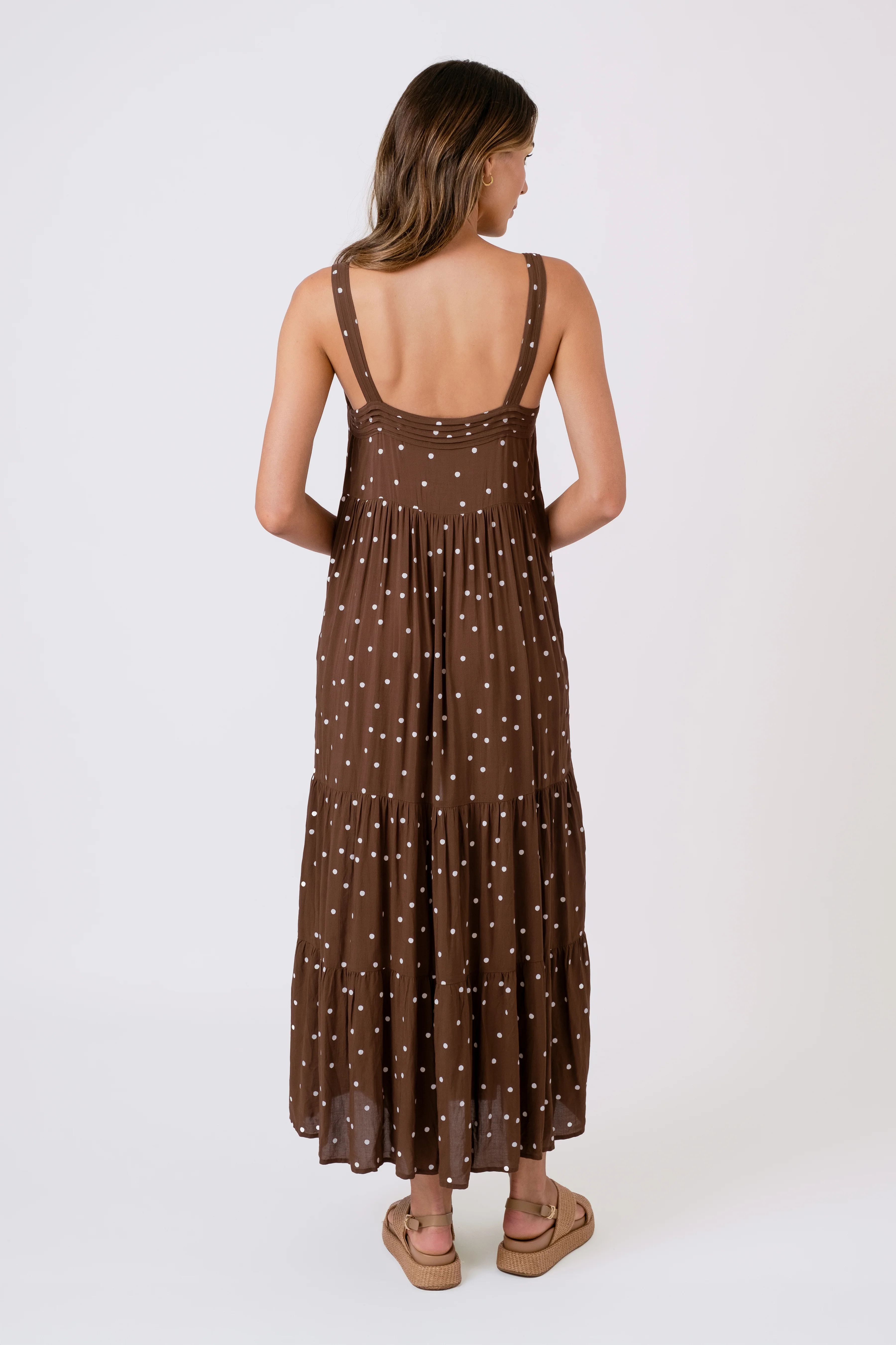 Sweetheart Neckline Maxi Dress CHOCOLATE POLKA - Image 3