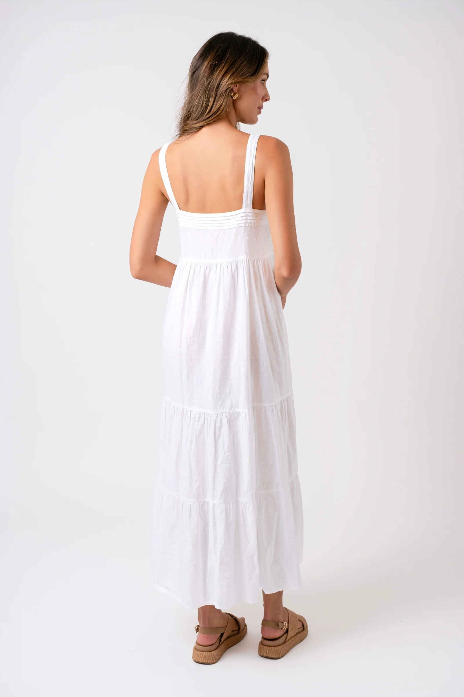 Sweetheart Neckline Maxi Dress WHITE DOBBY - Image 4