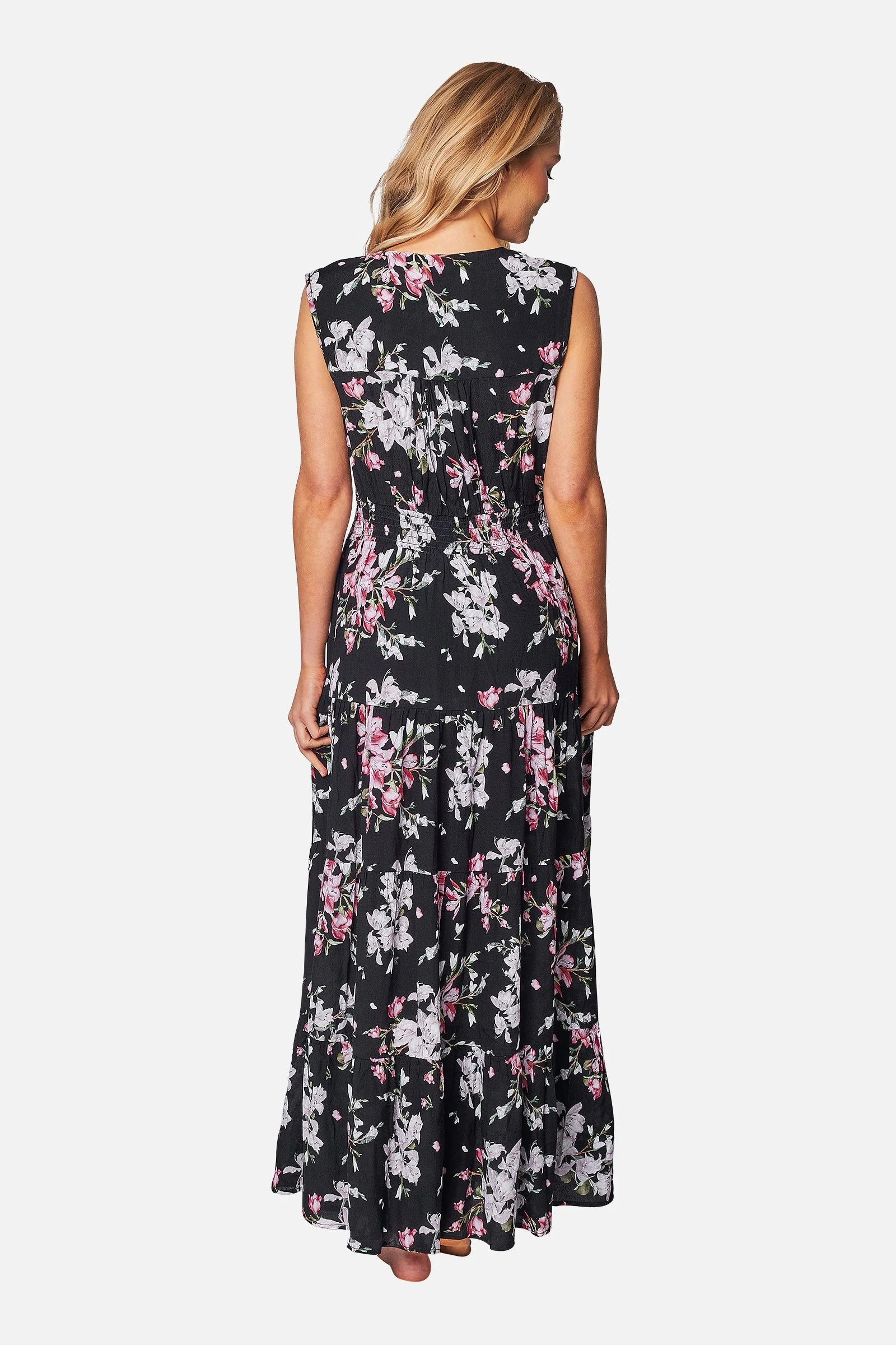 V-Neck Tiered Maxi Dress BAUHINIA BLACK - Image 6